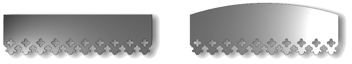 Formes disponibles pour lambrequins aluminium droits et voûtés